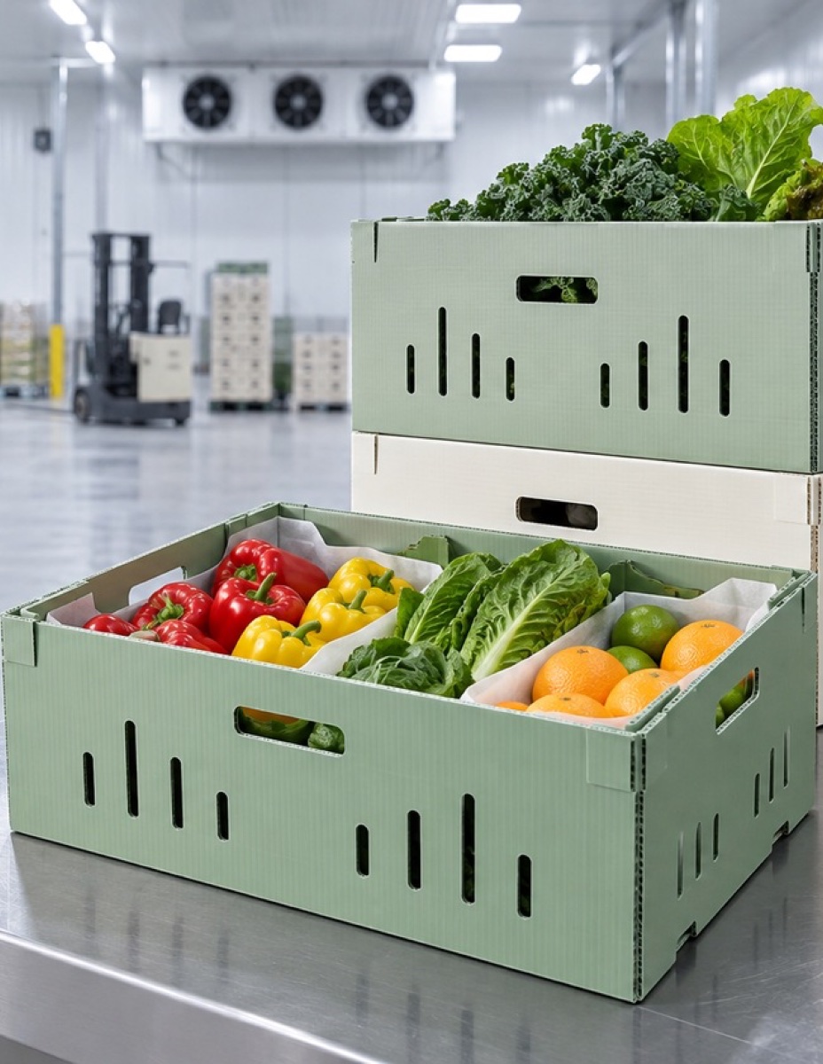 Ventilated produce packaging for pre-cooling and transit